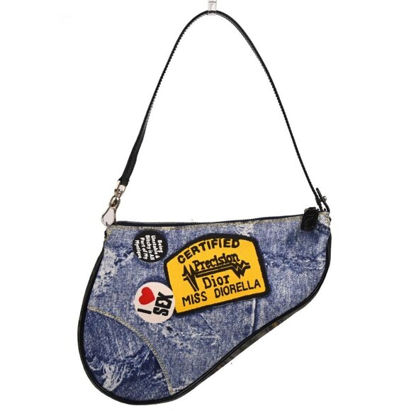 Christian Dior Blue Denim Print Saddle Handbag BOD0071 176761 - Picture 1 of 10